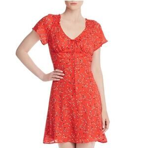 AQUA Red Floral Mini Dress Women's Size S